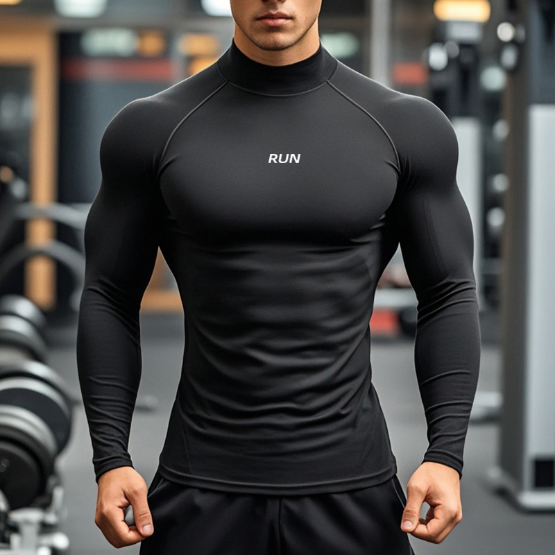 T Shirt Tight Fit - Herren Lauf Rollkragenpullover Schnelltrocknende Langarm-T-Shirts Frühling