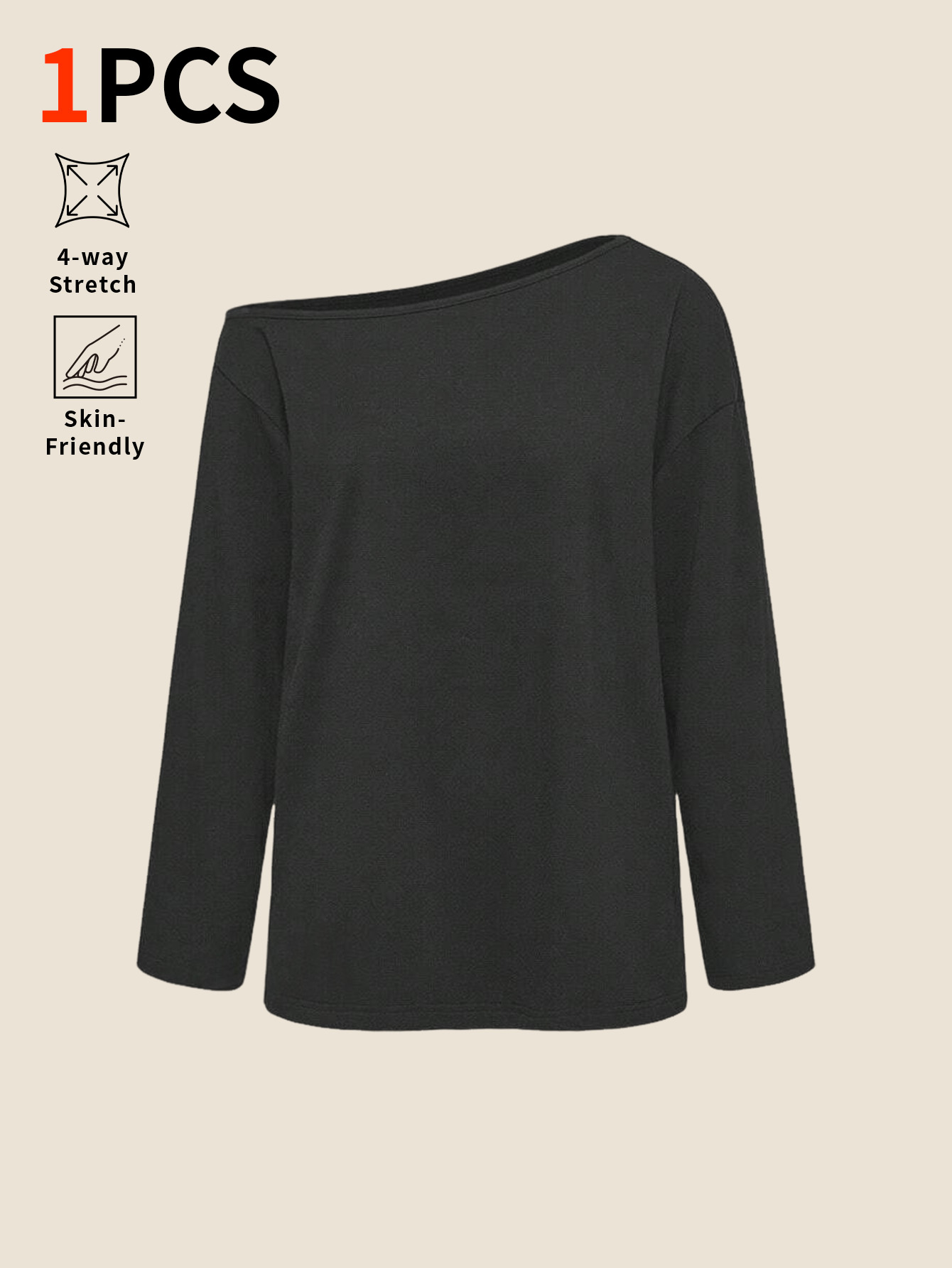 Base Layer Top - Leicht abfallendes, einfarbiges, locker sitzendes Langarmshirt