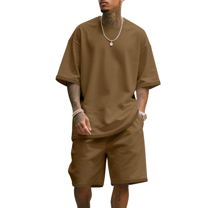 T Shirt Tight Fit - Herren Freizeitanzug Zweiteiliges Set Sommer Kurzarm
