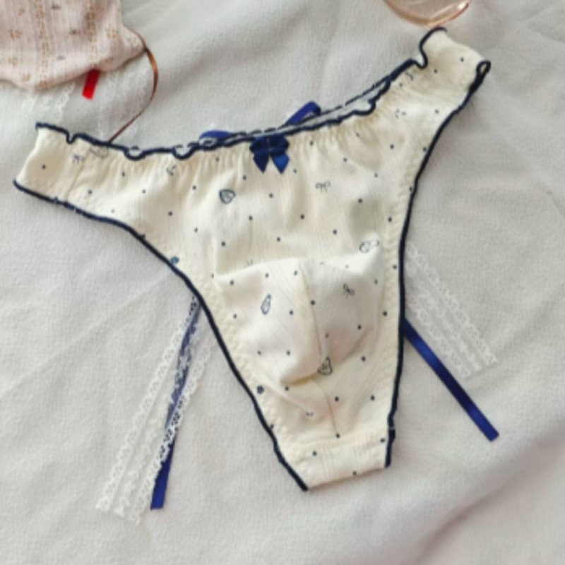 Boxer Shorts Modal - Japanische Neue Süße Blumenmuster-Schleife Cross-Dressing Unterwäsche