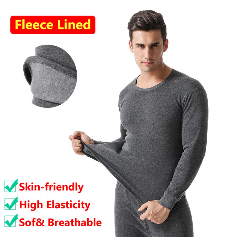Thermal Long John - Warmes, mit Fleece gefüttertes Herren-Long-Johns-Set für
