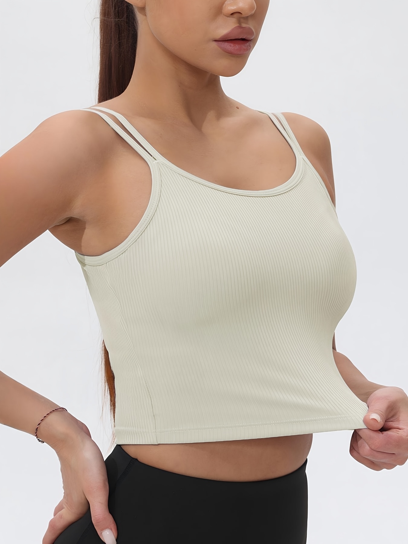 Tank Top Ribbed - Fitfemme geripptes, ärmelloses Crop-Sport-Tanktop für Damen