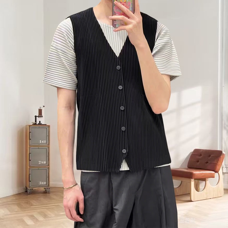Undershirt Crew Neck - Miyake Plissee Original Unterhemd Unterhemd Herren